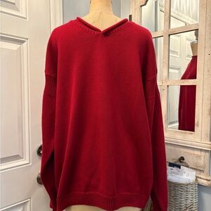 Mendocino Bold Red V-Neck Men's Sweater Preppy Chunky Size XXL‎